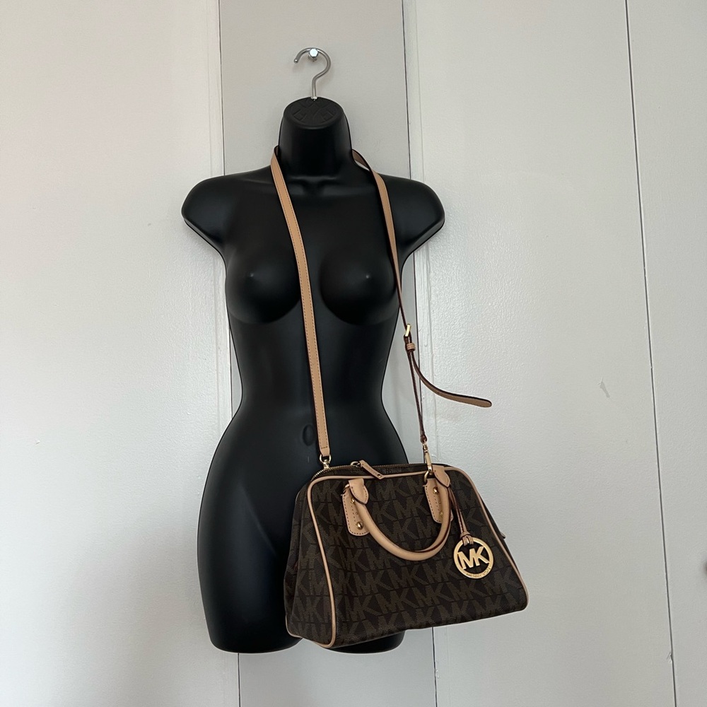 Michael Kors Signature Coated Canvas and Leather Mini Satchel